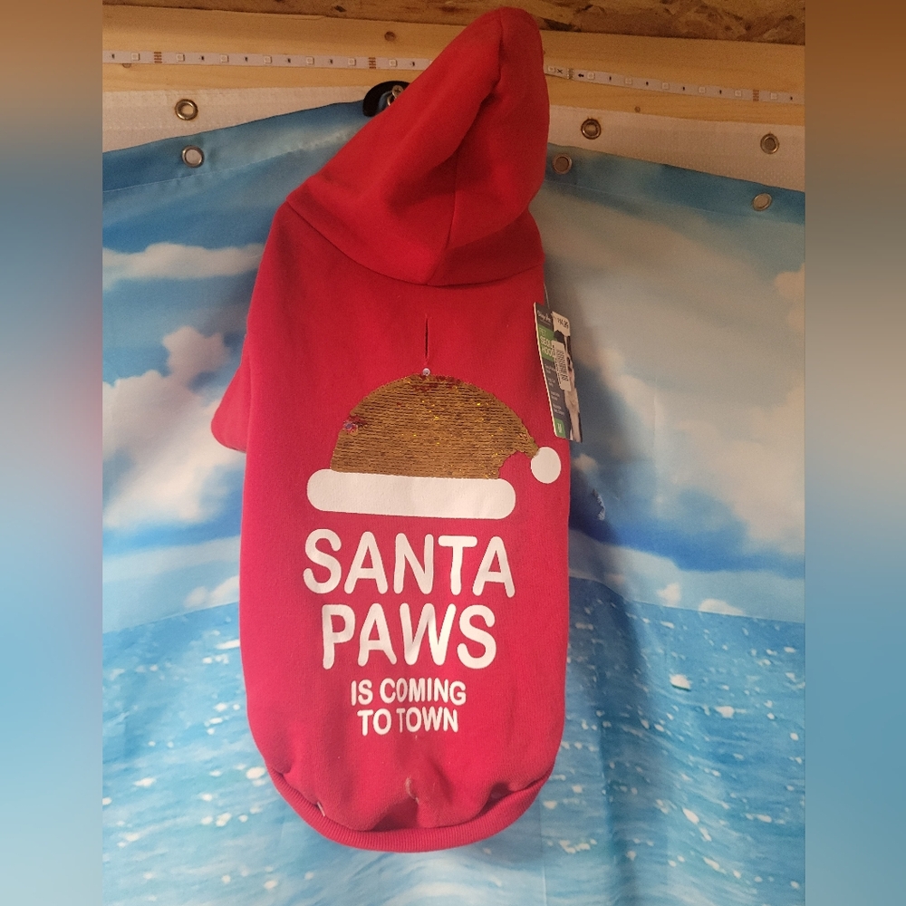 Pet Sequin NWT Dog Sweatshirt Santa Paws‎ Size Medium